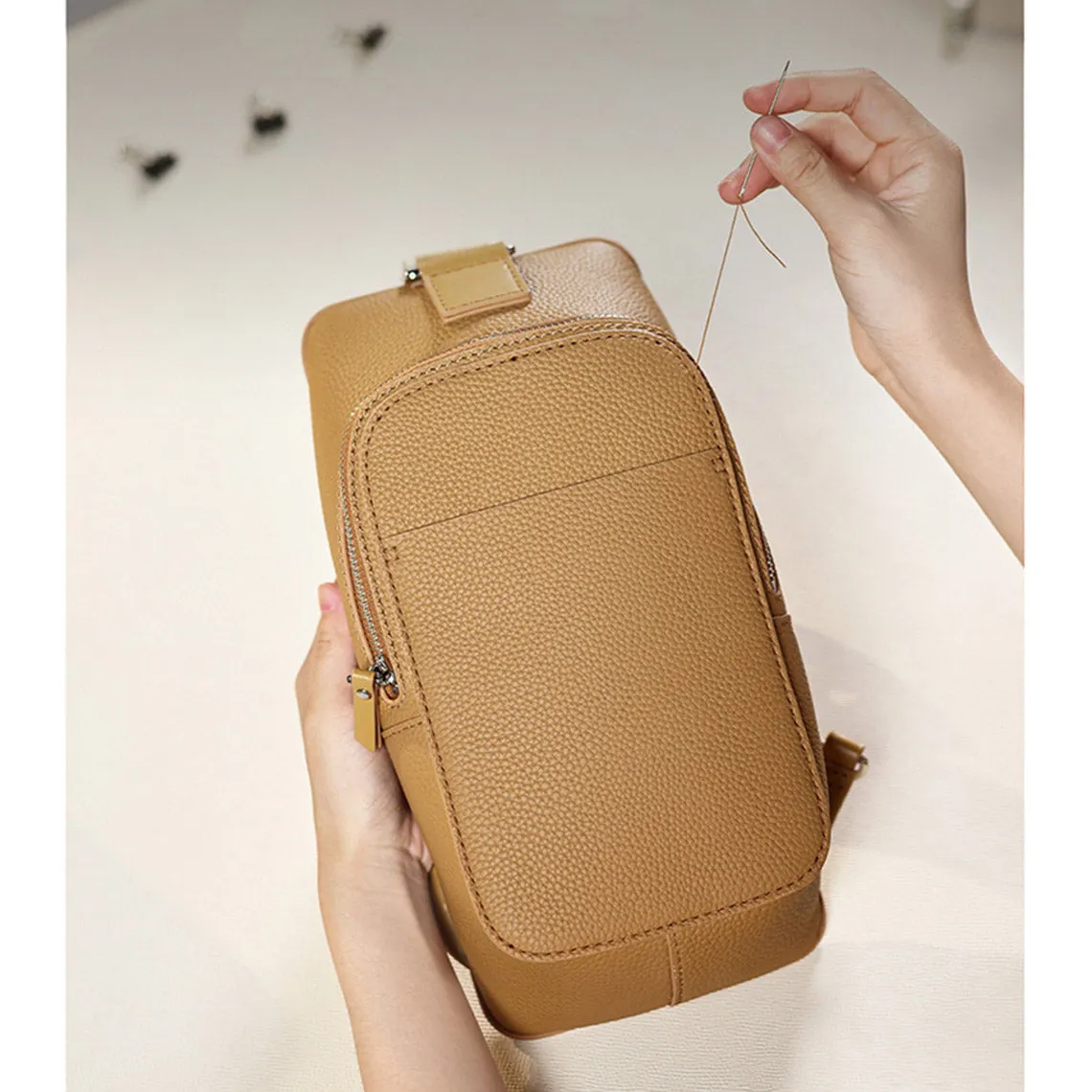 POPSEWING® Top Grain Leather Men Fanny Pack Waist Bag DIY Kit