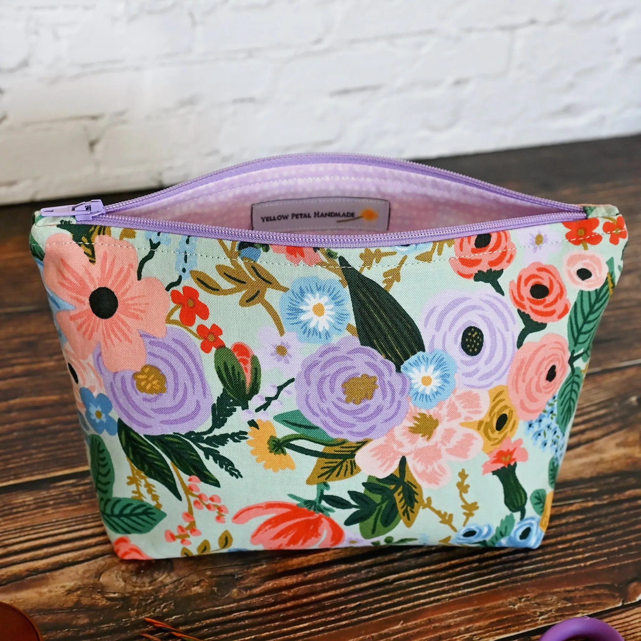 Pretty Mint Floral Garden Party Accessory Pouch