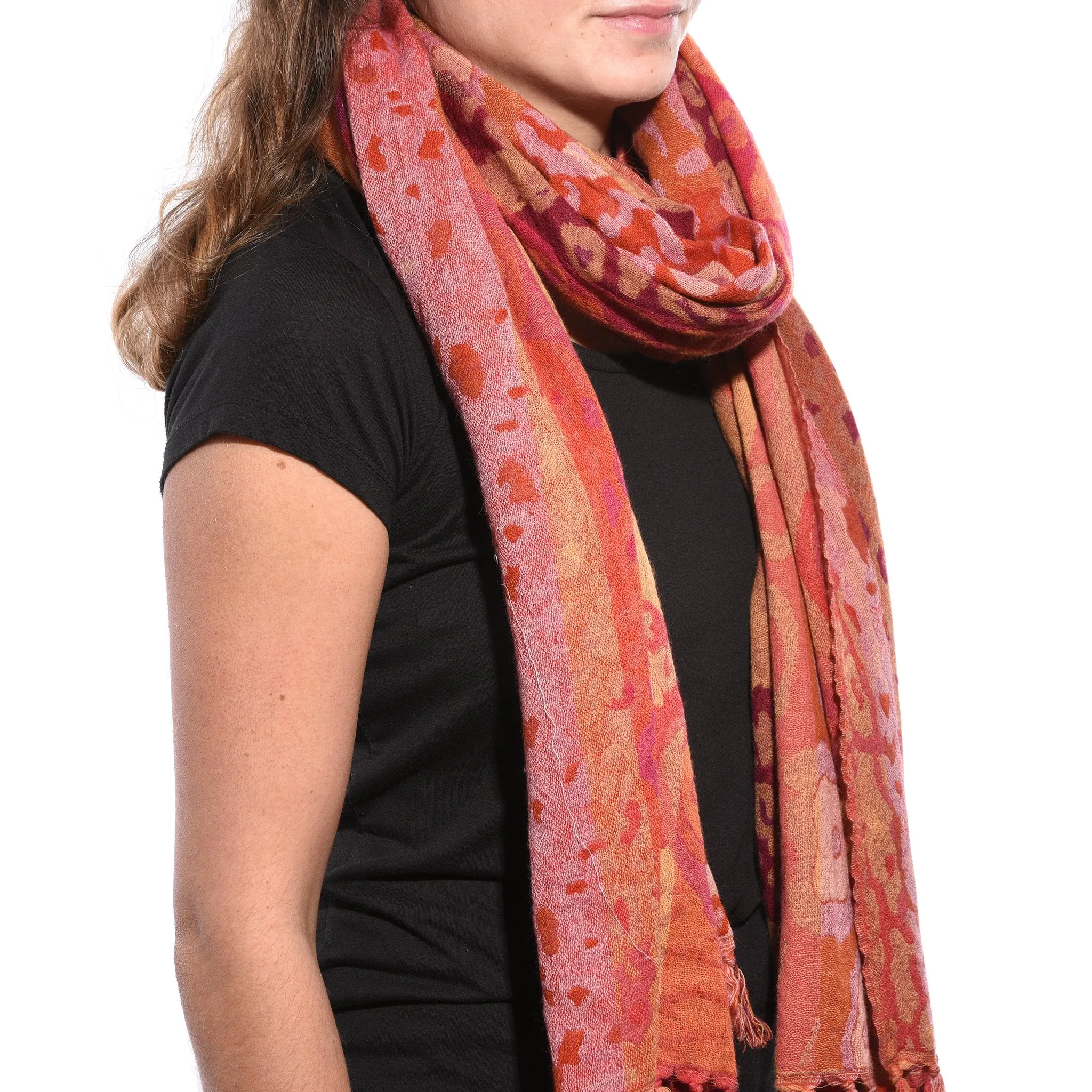 Red Jungle Scarf - Merino Wool
