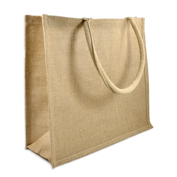 Set of 12 Large Size Burlap Jute Tote Bags BB03B