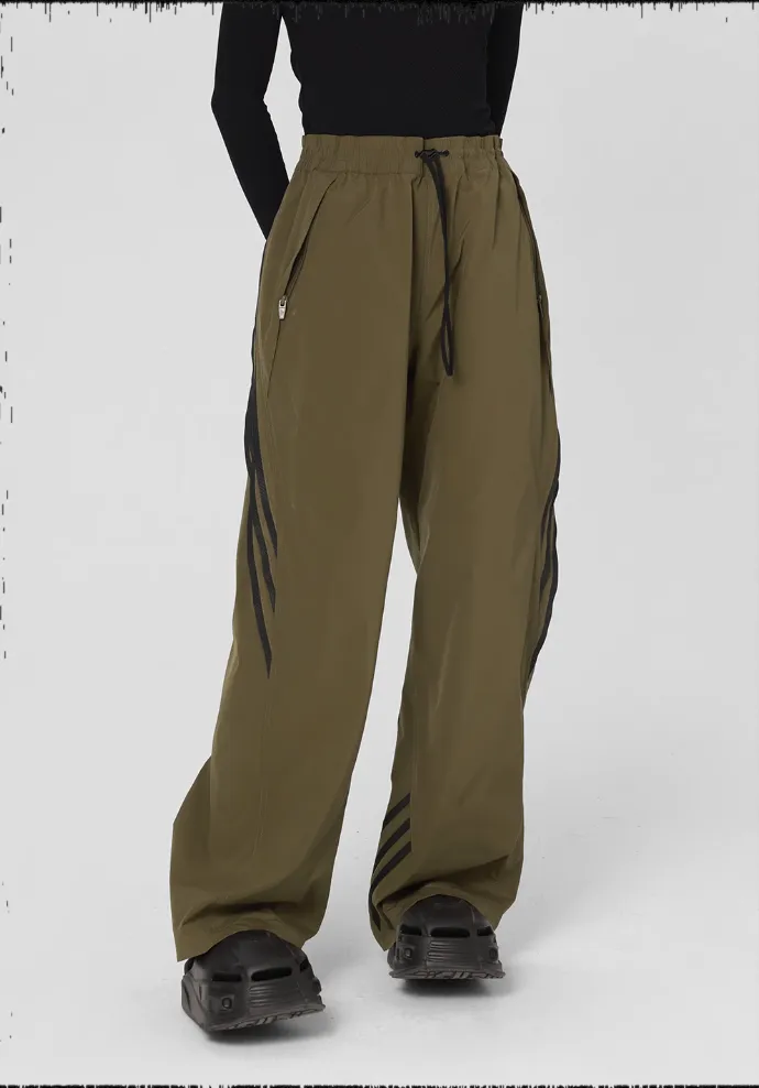 Striped Paratrooper Drawstring Sports Pants