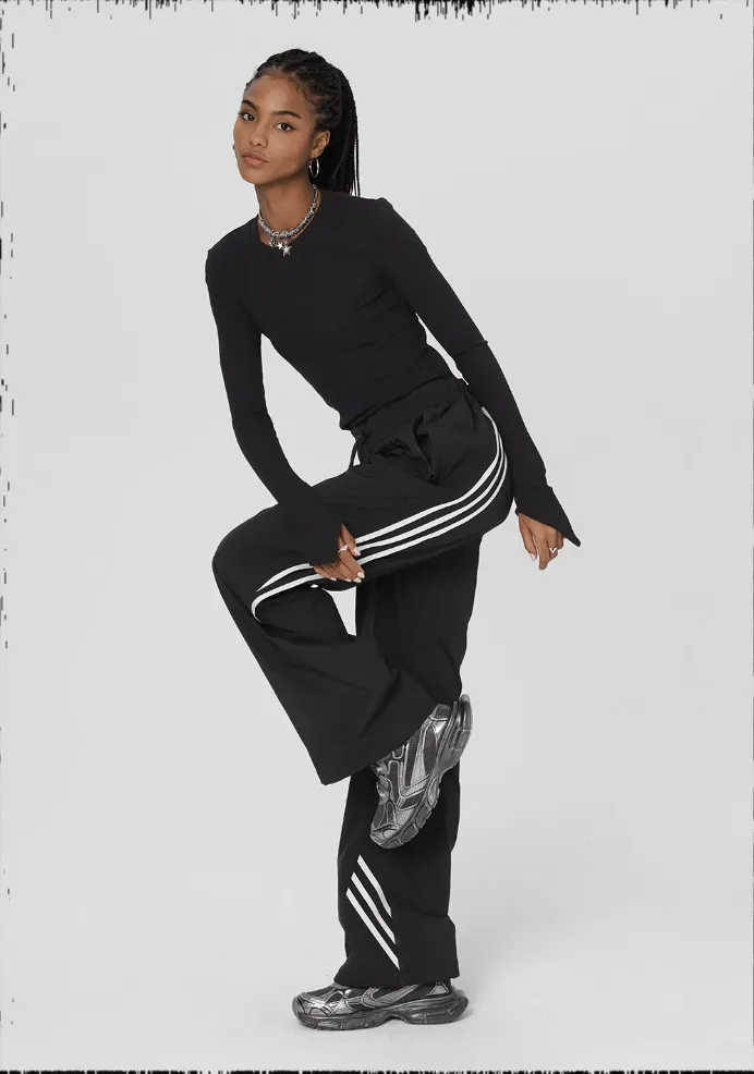 Striped Paratrooper Drawstring Sports Pants
