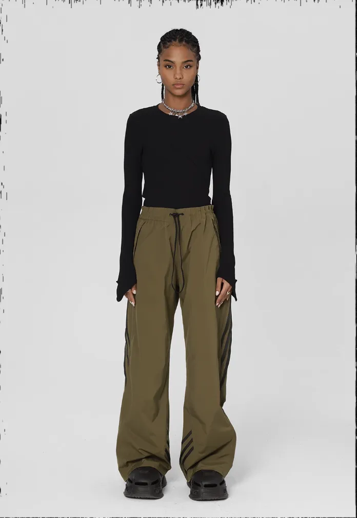 Striped Paratrooper Drawstring Sports Pants