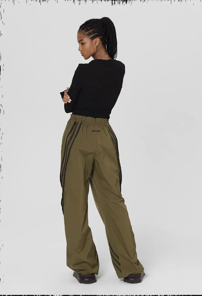 Striped Paratrooper Drawstring Sports Pants