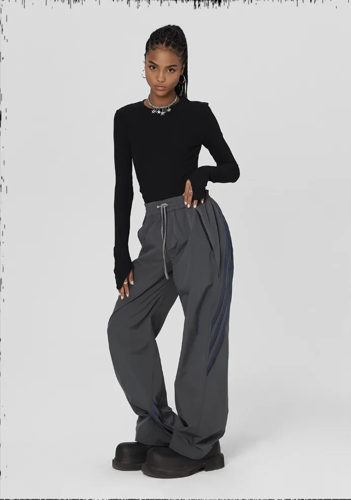 Striped Paratrooper Drawstring Sports Pants