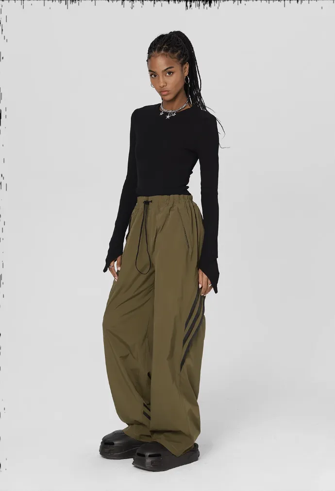 Striped Paratrooper Drawstring Sports Pants