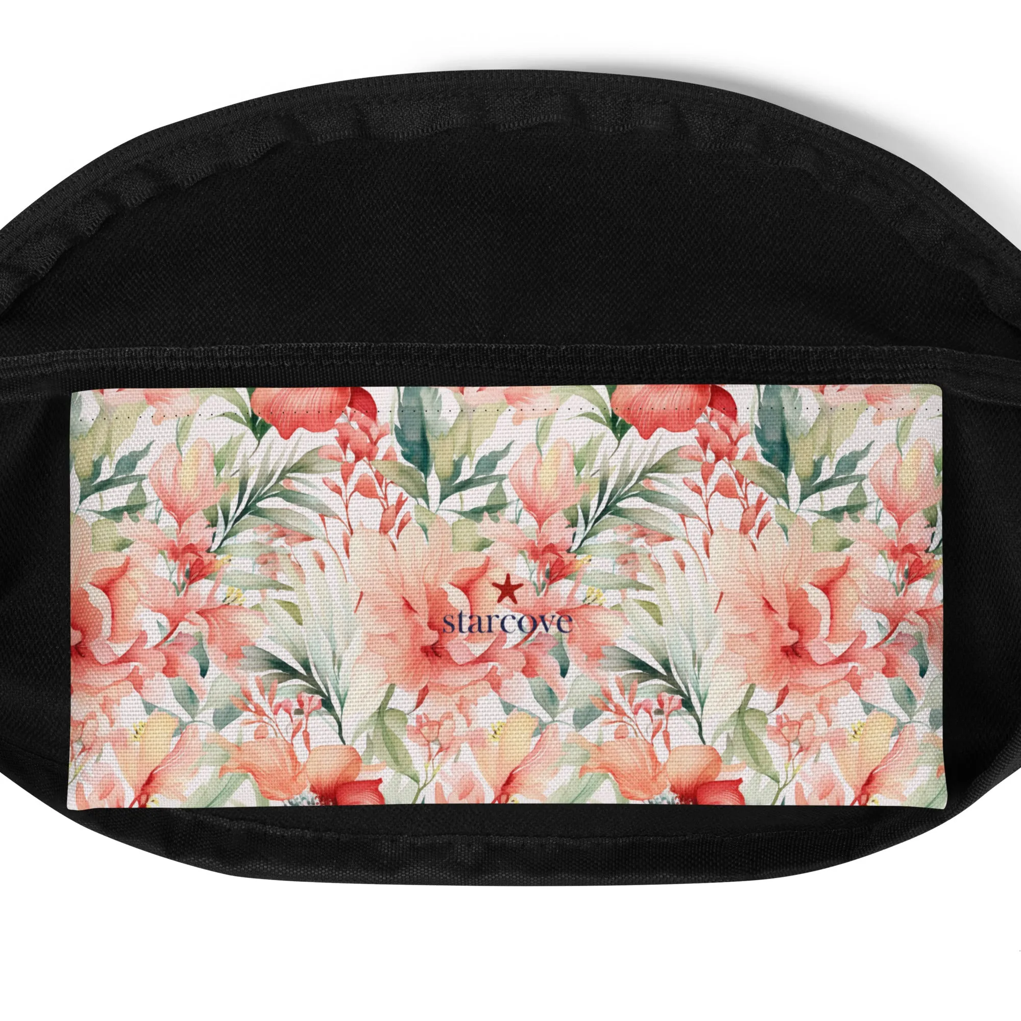 Tropical Fanny Pack, Pink Flowers Floral Waist Belt Bag Crossbody Women Men Hip Bum 90s Designer Shoulder Festival Waterproof
