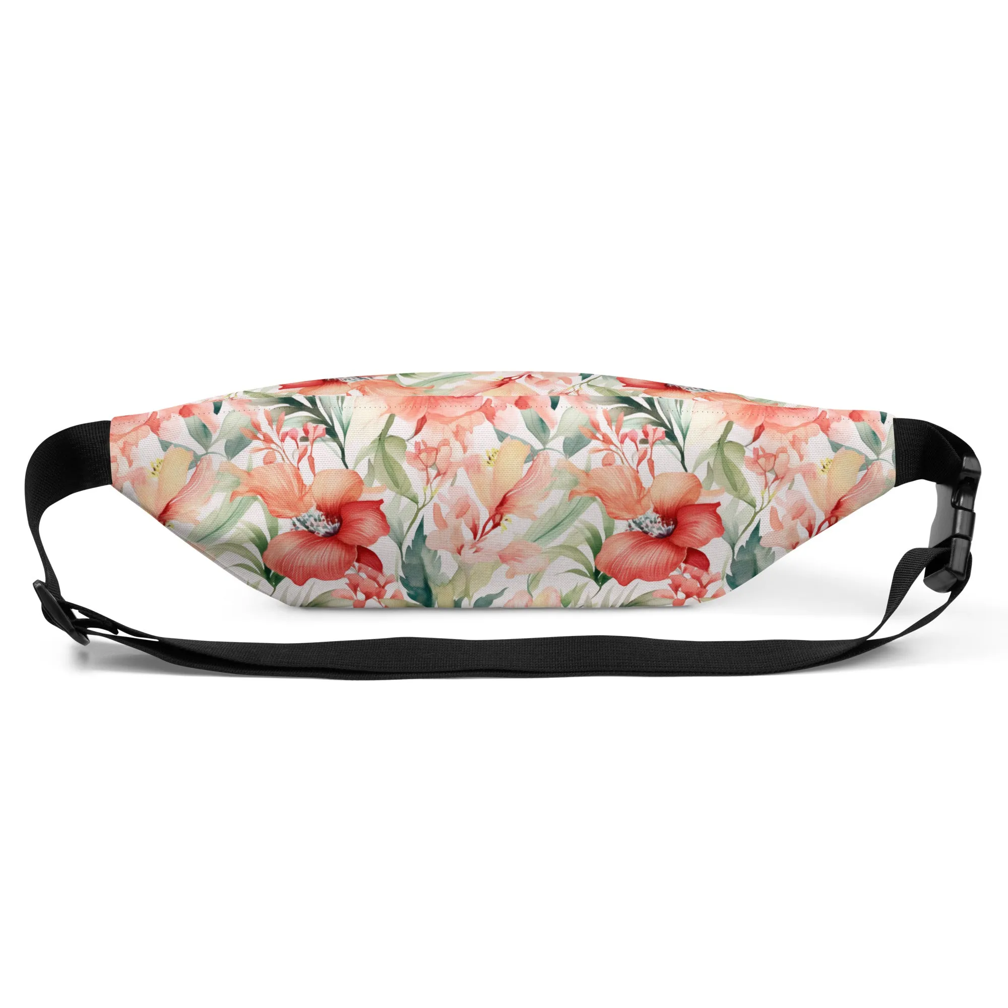 Tropical Fanny Pack, Pink Flowers Floral Waist Belt Bag Crossbody Women Men Hip Bum 90s Designer Shoulder Festival Waterproof