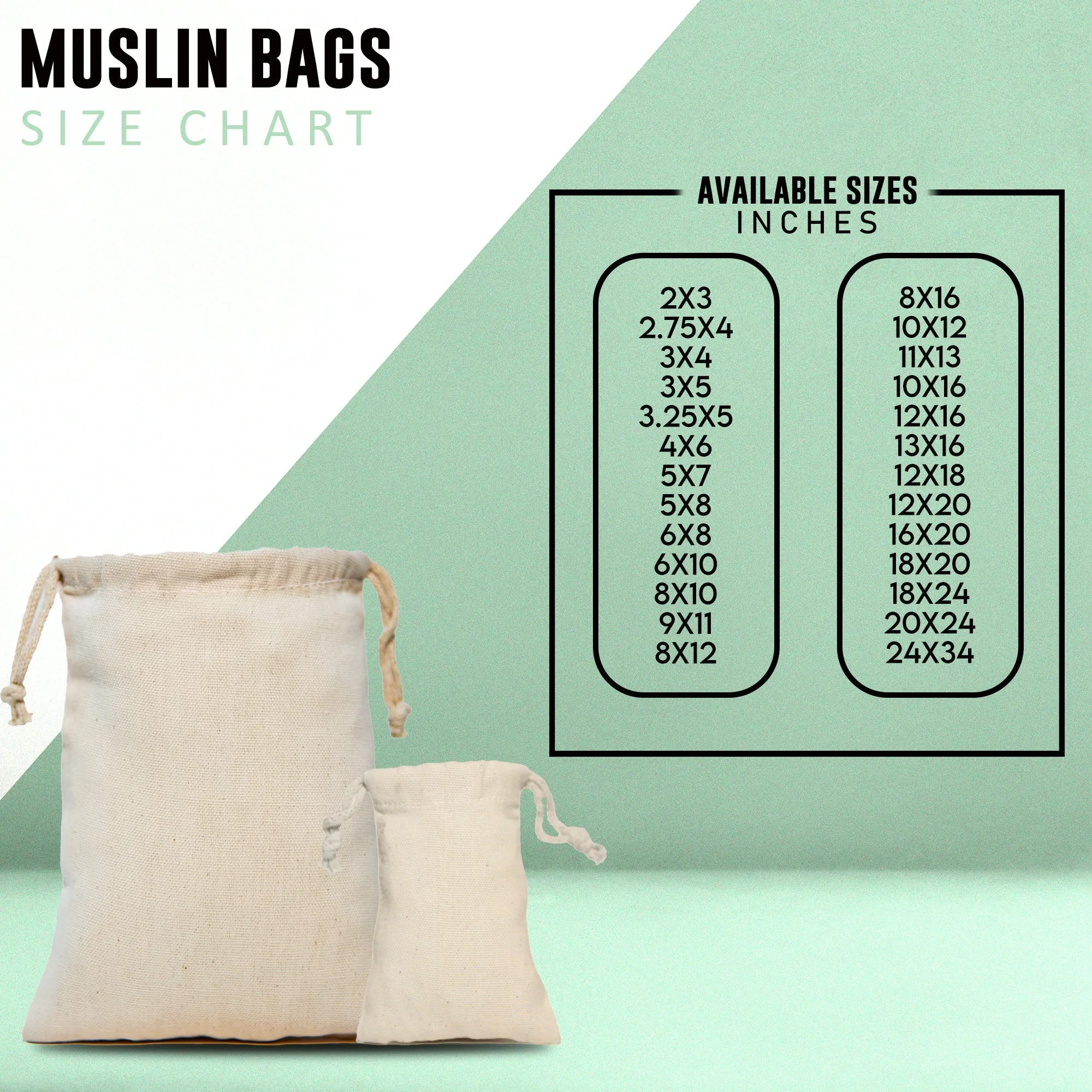 TT Canvas Drawstring Muslin Bags