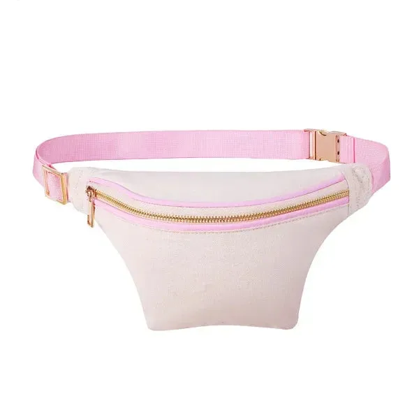 UAKISS  -  Solid Color Canvas Crossbody Chest Bags Women Fashion Cute Letter Patches Fanny Packs Ladies Simple Versatile Waist Pack