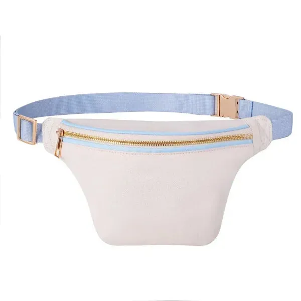 UAKISS  -  Solid Color Canvas Crossbody Chest Bags Women Fashion Cute Letter Patches Fanny Packs Ladies Simple Versatile Waist Pack