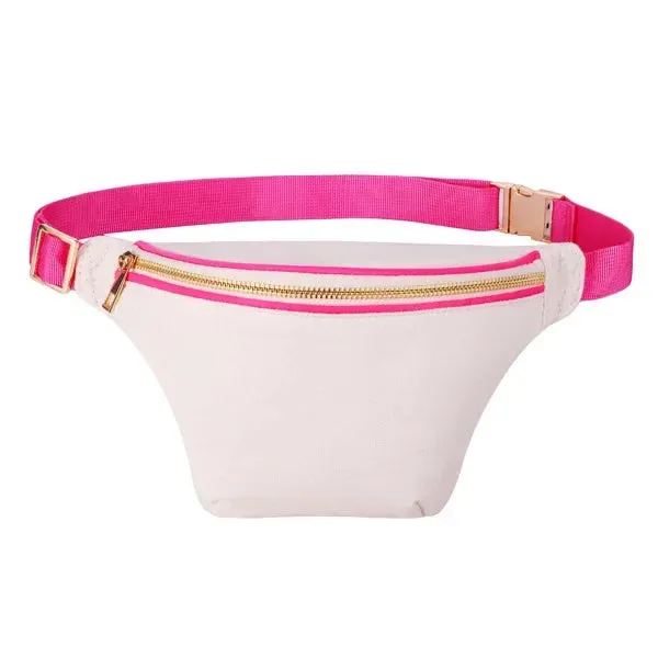 UAKISS  -  Solid Color Canvas Crossbody Chest Bags Women Fashion Cute Letter Patches Fanny Packs Ladies Simple Versatile Waist Pack