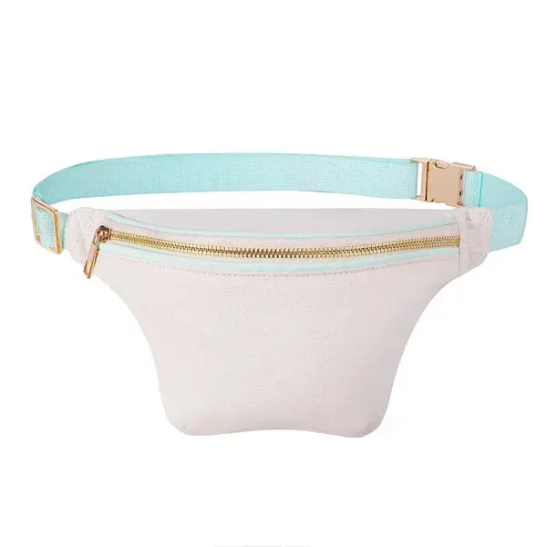 UAKISS  -  Solid Color Canvas Crossbody Chest Bags Women Fashion Cute Letter Patches Fanny Packs Ladies Simple Versatile Waist Pack