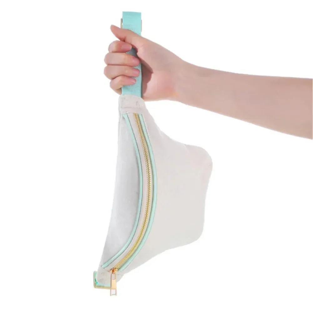UAKISS  -  Solid Color Canvas Crossbody Chest Bags Women Fashion Cute Letter Patches Fanny Packs Ladies Simple Versatile Waist Pack
