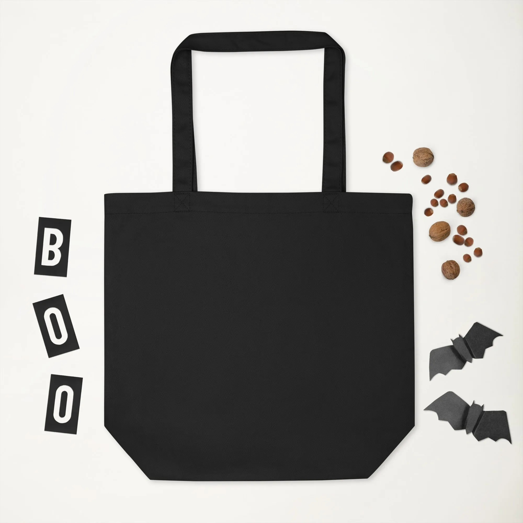Vegan Organic Tote: Bewitched Quote & Witch on Broom Design