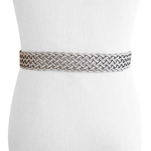 White Woven Faux Leather Belt